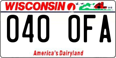 WI license plate 040OFA