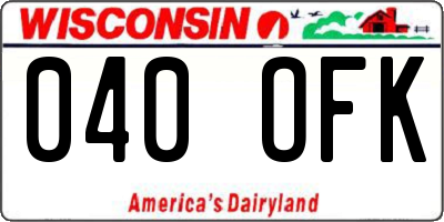 WI license plate 040OFK