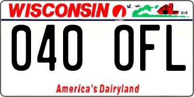 WI license plate 040OFL