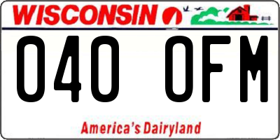 WI license plate 040OFM