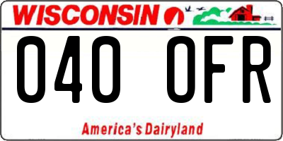 WI license plate 040OFR
