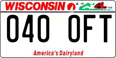 WI license plate 040OFT