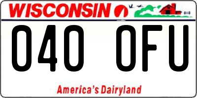 WI license plate 040OFU