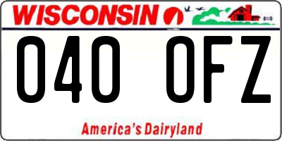 WI license plate 040OFZ