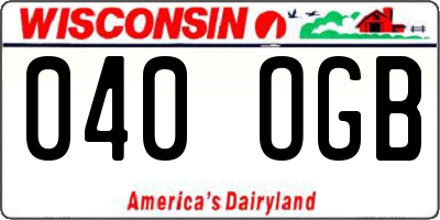 WI license plate 040OGB
