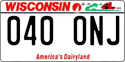 WI license plate 040ONJ