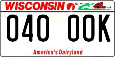 WI license plate 040OOK