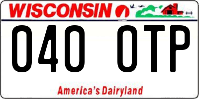 WI license plate 040OTP