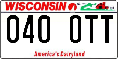 WI license plate 040OTT