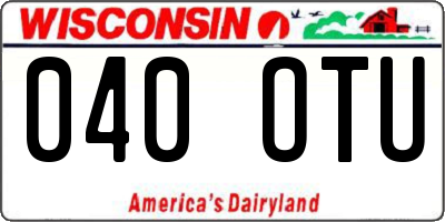 WI license plate 040OTU