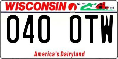 WI license plate 040OTW