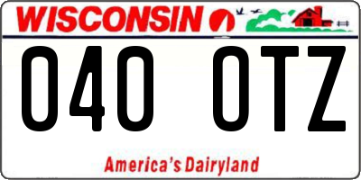 WI license plate 040OTZ