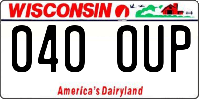 WI license plate 040OUP