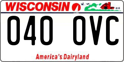 WI license plate 040OVC