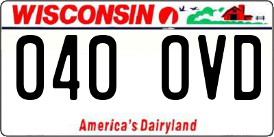 WI license plate 040OVD
