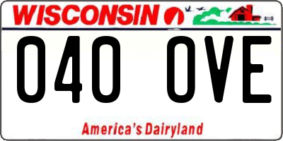 WI license plate 040OVE