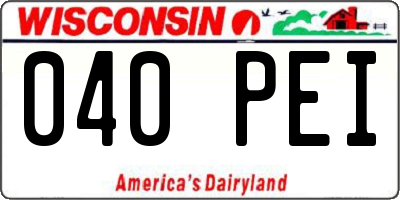 WI license plate 040PEI