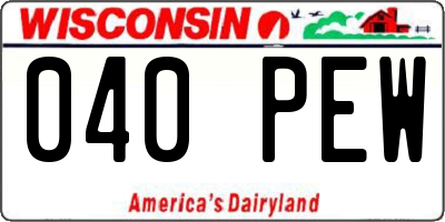 WI license plate 040PEW