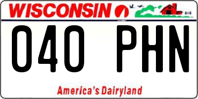 WI license plate 040PHN