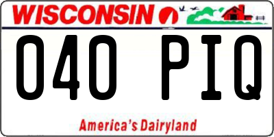 WI license plate 040PIQ