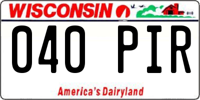 WI license plate 040PIR