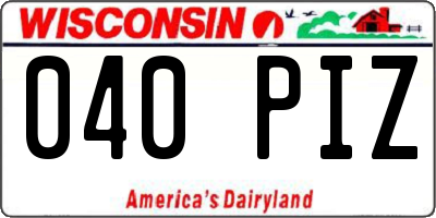 WI license plate 040PIZ