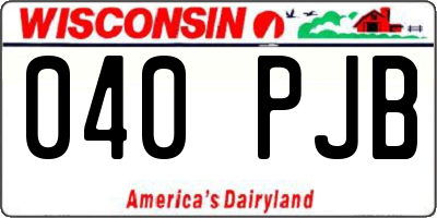 WI license plate 040PJB