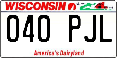 WI license plate 040PJL