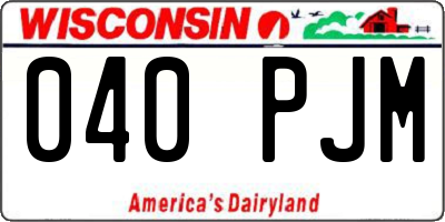 WI license plate 040PJM