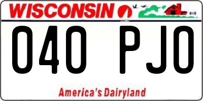 WI license plate 040PJO