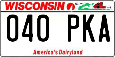 WI license plate 040PKA