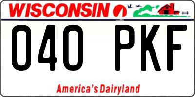 WI license plate 040PKF