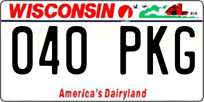 WI license plate 040PKG