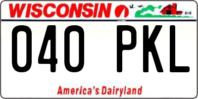 WI license plate 040PKL