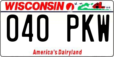 WI license plate 040PKW