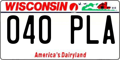WI license plate 040PLA