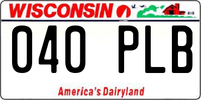 WI license plate 040PLB
