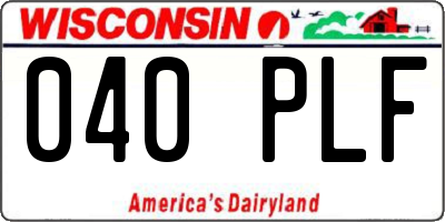 WI license plate 040PLF