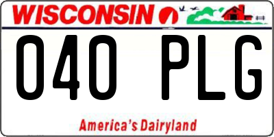 WI license plate 040PLG