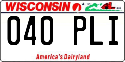 WI license plate 040PLI