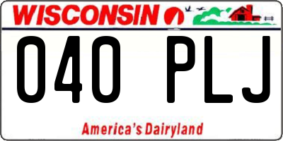 WI license plate 040PLJ