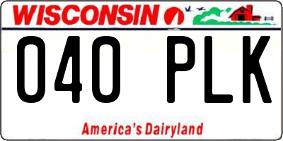 WI license plate 040PLK