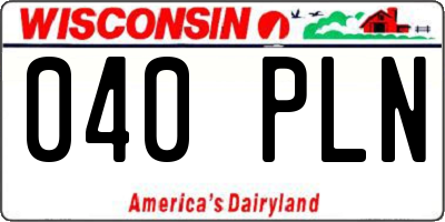WI license plate 040PLN