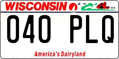 WI license plate 040PLQ