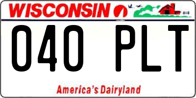 WI license plate 040PLT