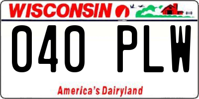 WI license plate 040PLW