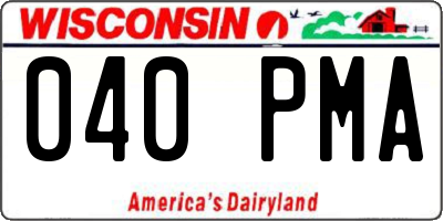 WI license plate 040PMA