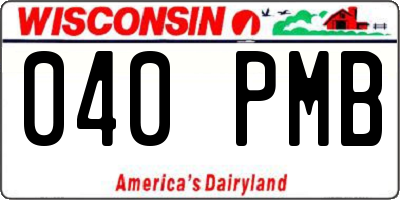 WI license plate 040PMB