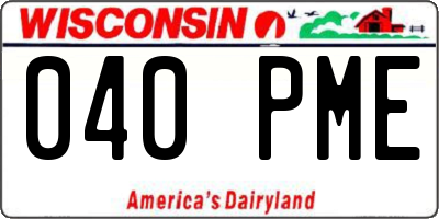 WI license plate 040PME