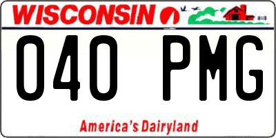 WI license plate 040PMG